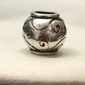 BRIGHTON Soho Scroll Silver Tone Enamel Spacer Bead Charm Round